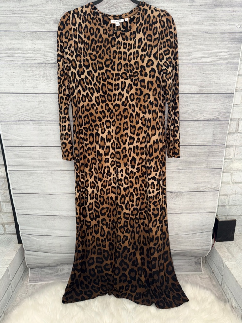Chico's Leopard Print Maxi Dress in Brown and Black